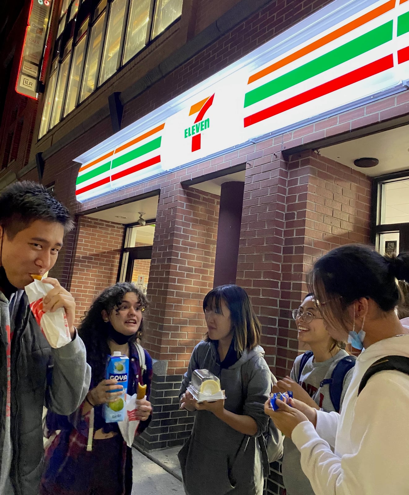 The 7/11 gang enjoys snacks at unholy hours