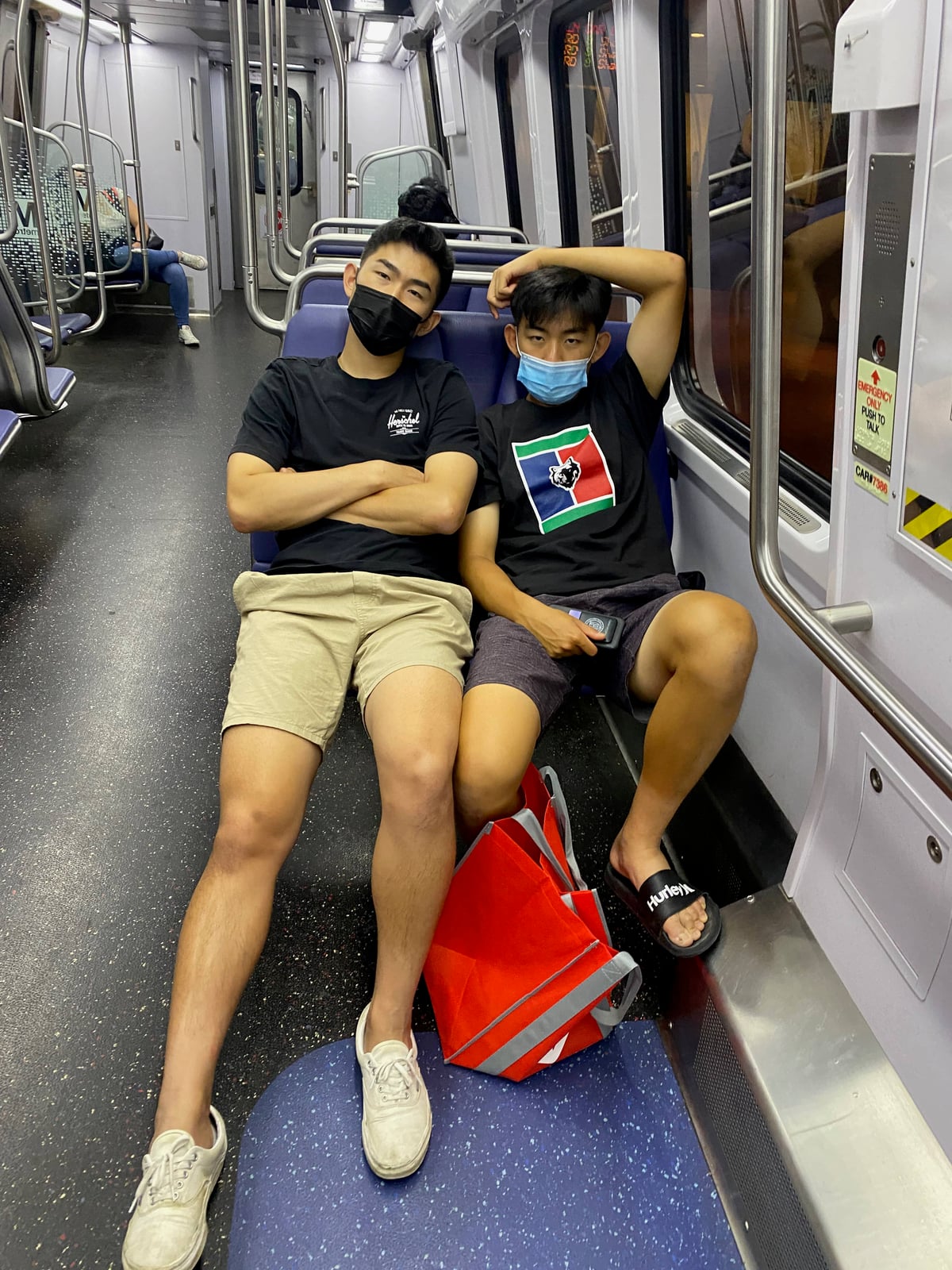 Brother and Me on a subway.
